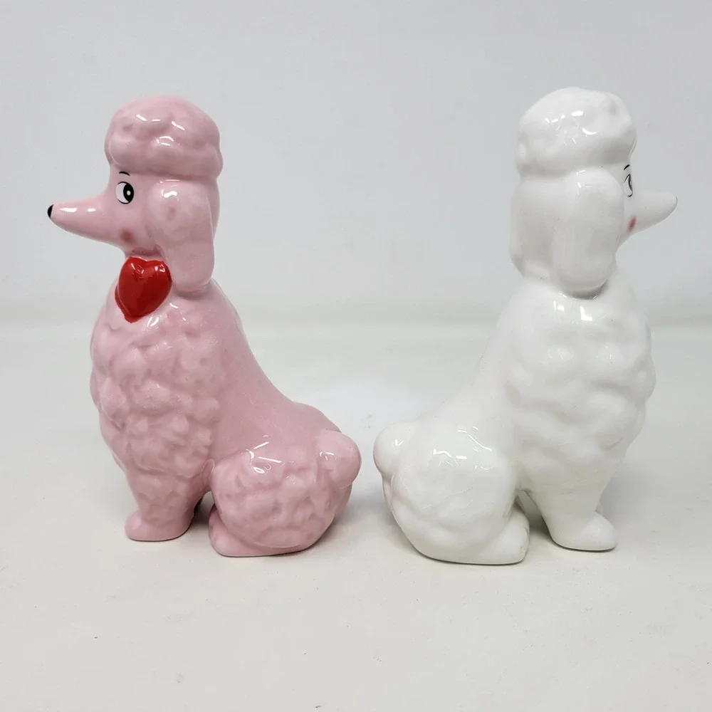 Target Spritz Ceramic Poodle Figurines Set Pink White Red Hearts Valentine Decor